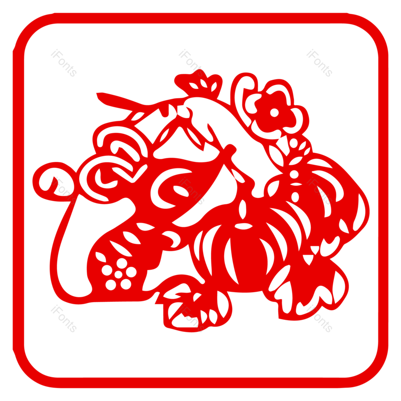 剪纸图片,新年剪纸元素,生肖剪纸PNG,红色免抠素材